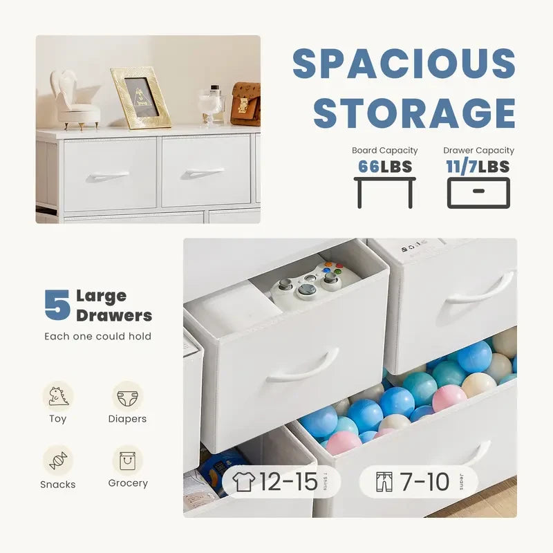 Sweetcrispy Sturdy 5-Drawer Fabric Dresser