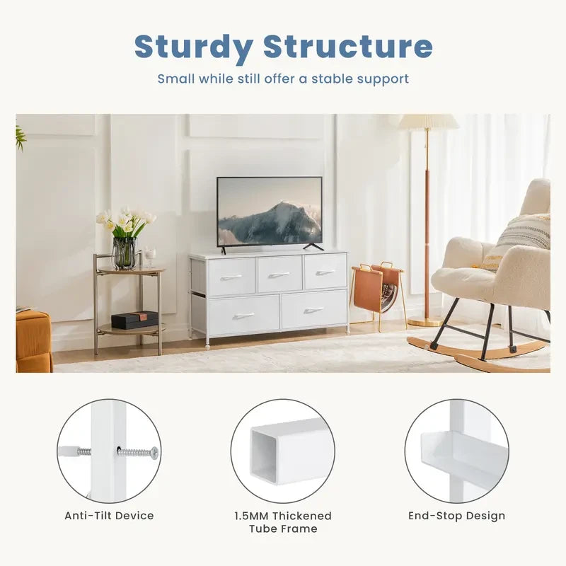 Sweetcrispy Sturdy 5-Drawer Fabric Dresser